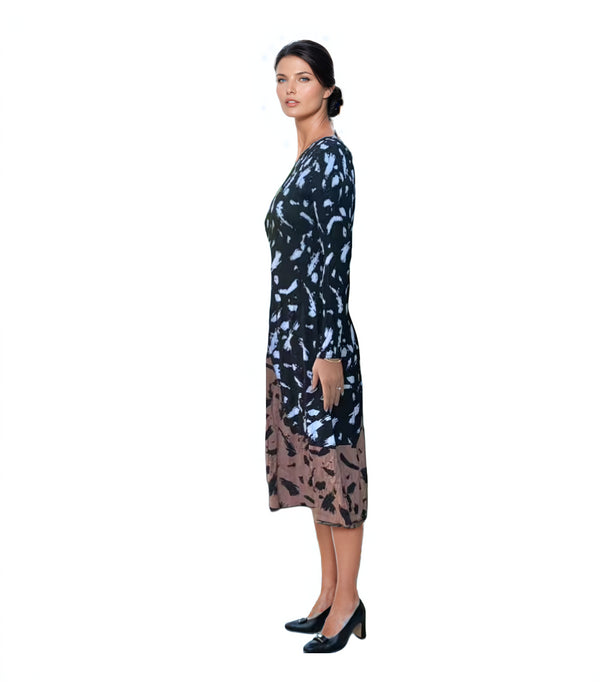 3/4 Sleeve Two Tone Dress - DR1418